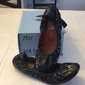 Lanvin Black Patent Leather baller flats